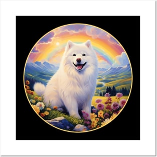 Samoyed Memorial Rainbow Bridge Colorful Dog Art Posters and Art